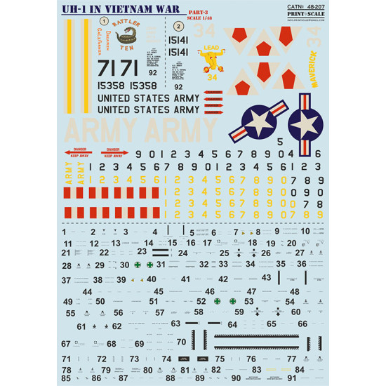 Print Scale 48-207 - 1/48 UH-1 in Viet Nam War Part 3, decal for ...
